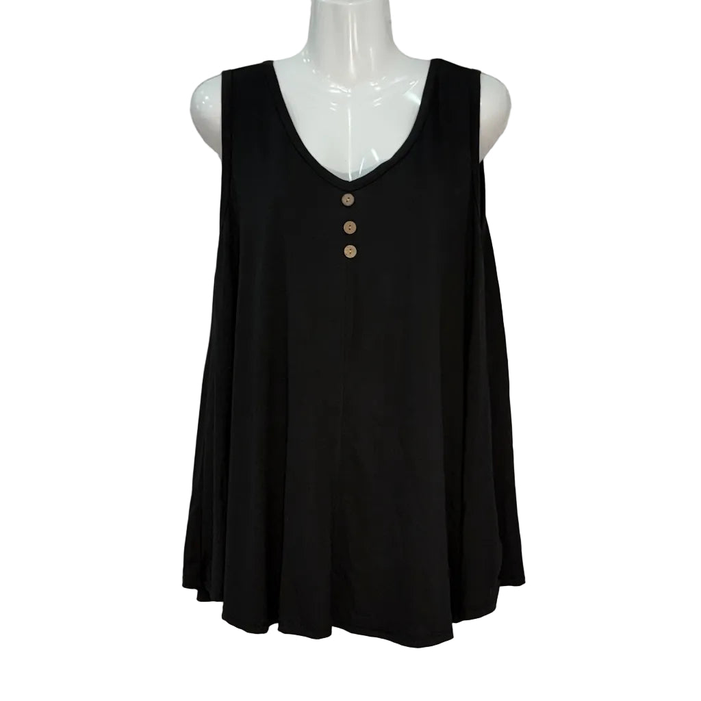 Camiseta Rocío sin mangas con botones de madera y escote redondo