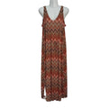 Vestido Largo Nova Estampado Chevron Escote V Cordón Cintura