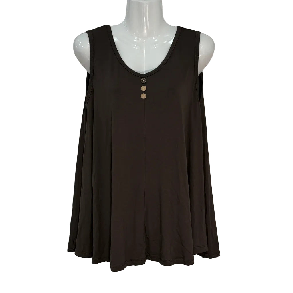 Camiseta Rocío sin mangas con botones de madera y escote redondo
