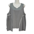 Top Carolina sin mangas con volantes laterales fruncidos y ribete blanco