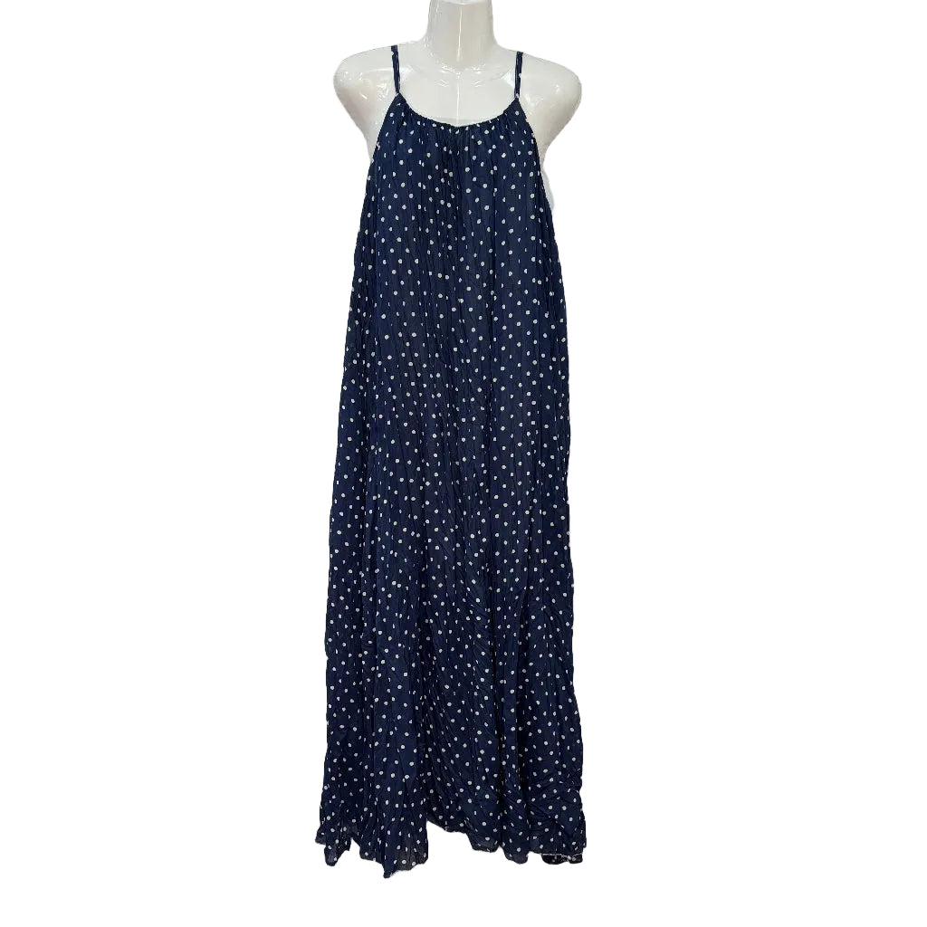 Vestido largo Andromeda de tirantes con estampado de lunares boho