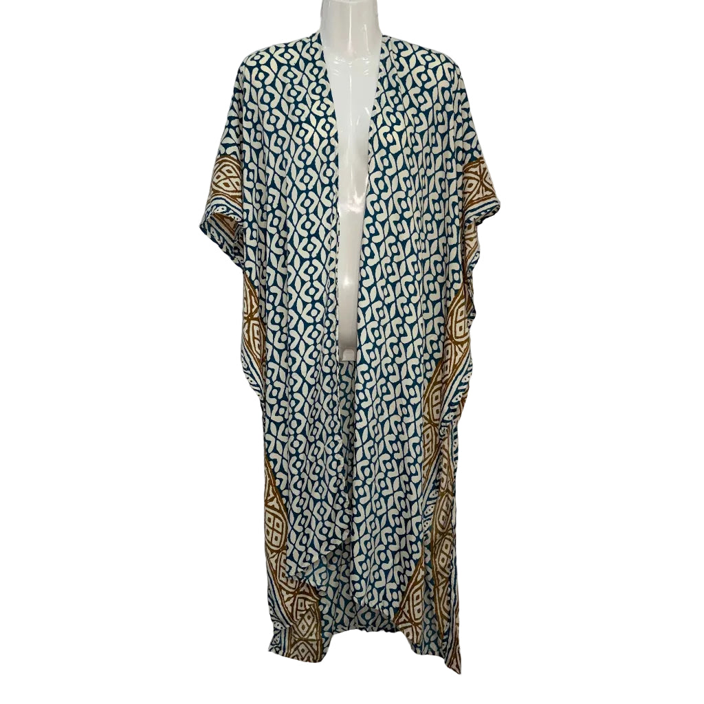 Kimono Horizonte Estampado Geométrico Étnico Largo Angara Moda