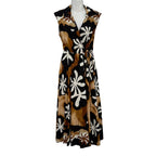 Vestido largo aralia estampado floral abstracto sin mangas