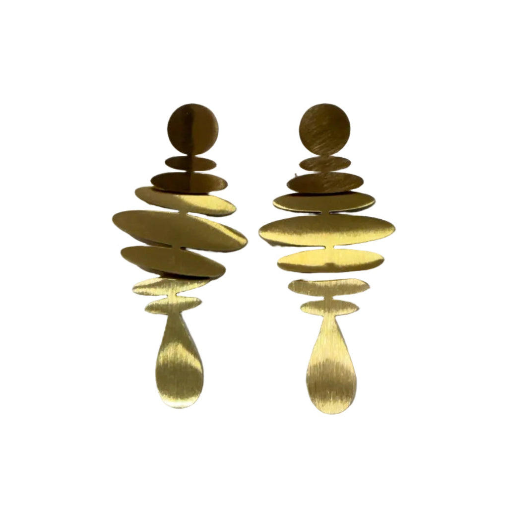 Pendientes Gloria Cascada Óvalos Bañados en Oro Satinado Angara Moda