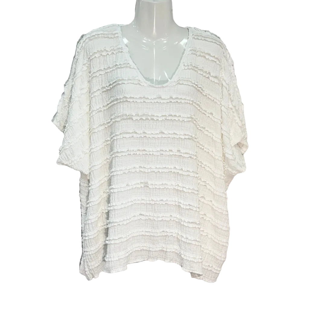 Blusa Marisa oversize con volantes y cuello en V manga corta