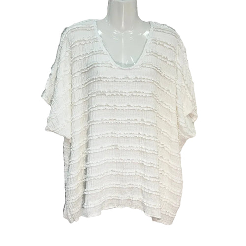 Blusa Marisa oversize con volantes y cuello en V manga corta