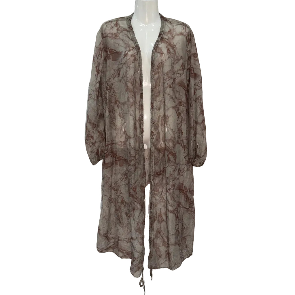 Kimono largo semitransparente con estampado botánico Tempestad