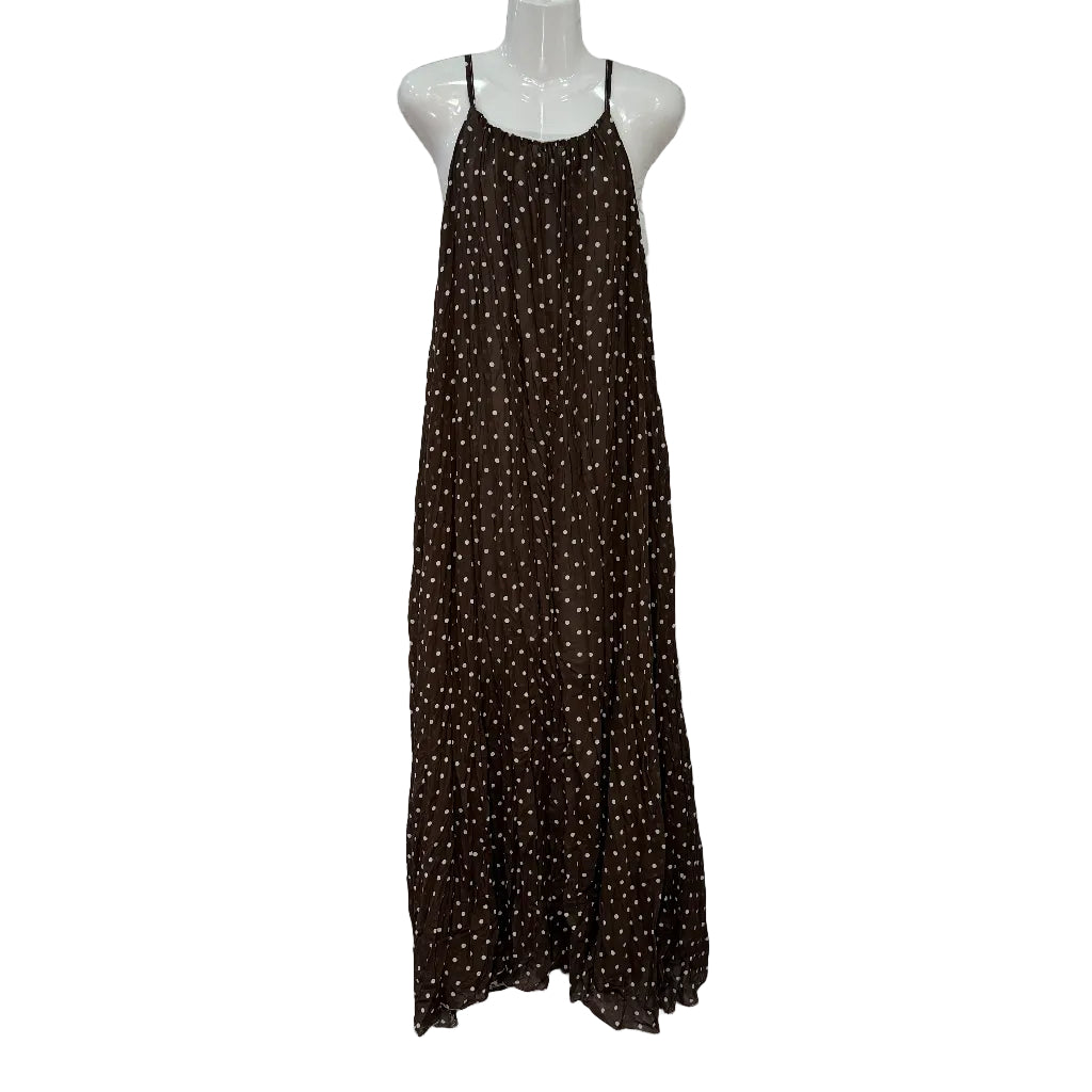 Vestido largo Andromeda de tirantes con estampado de lunares boho
