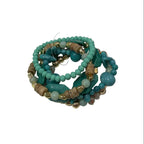 Pulsera Cleopatra Set de Pulseras Elásticas con Piedras y Cuentas Doradas