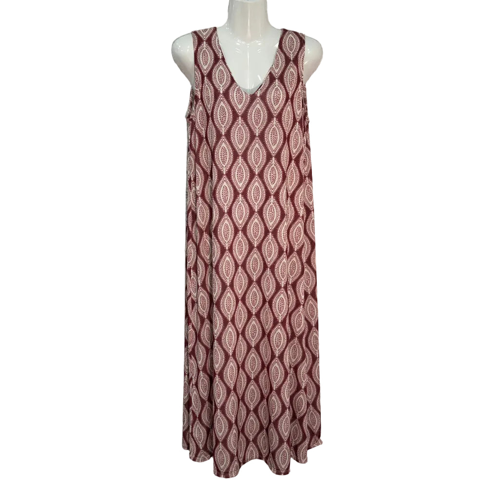 Vestido Largo Mery sin Mangas con Estampado Paisley y Escote en V
