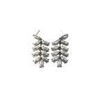 Pendientes Colgantes Hoja de Perlas Ovaladas en Espiga con Montura Plateada hoja imperial