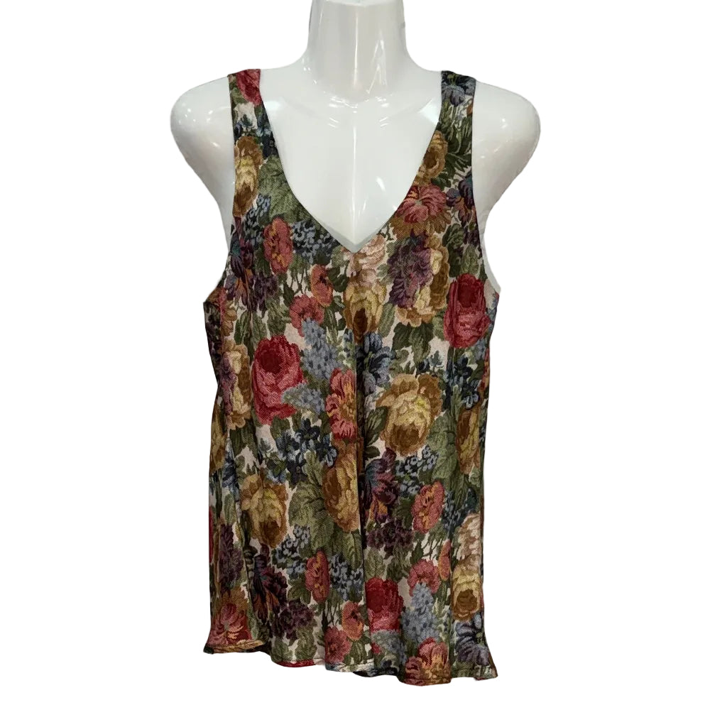 Top Rosaleda sin mangas con escote en V y estampado floral fluido