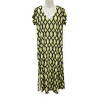 Vestido Largo Adela – Maxi Estampado Ogee con Manga Corta y Volante