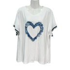 Camiseta Amorcito oversize aplique denim patchwork manga corta encaje