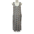 Vestido Largo Lorena – Maxi sin Mangas con Estampado Ikat Geométrico y Falda Voluminosa