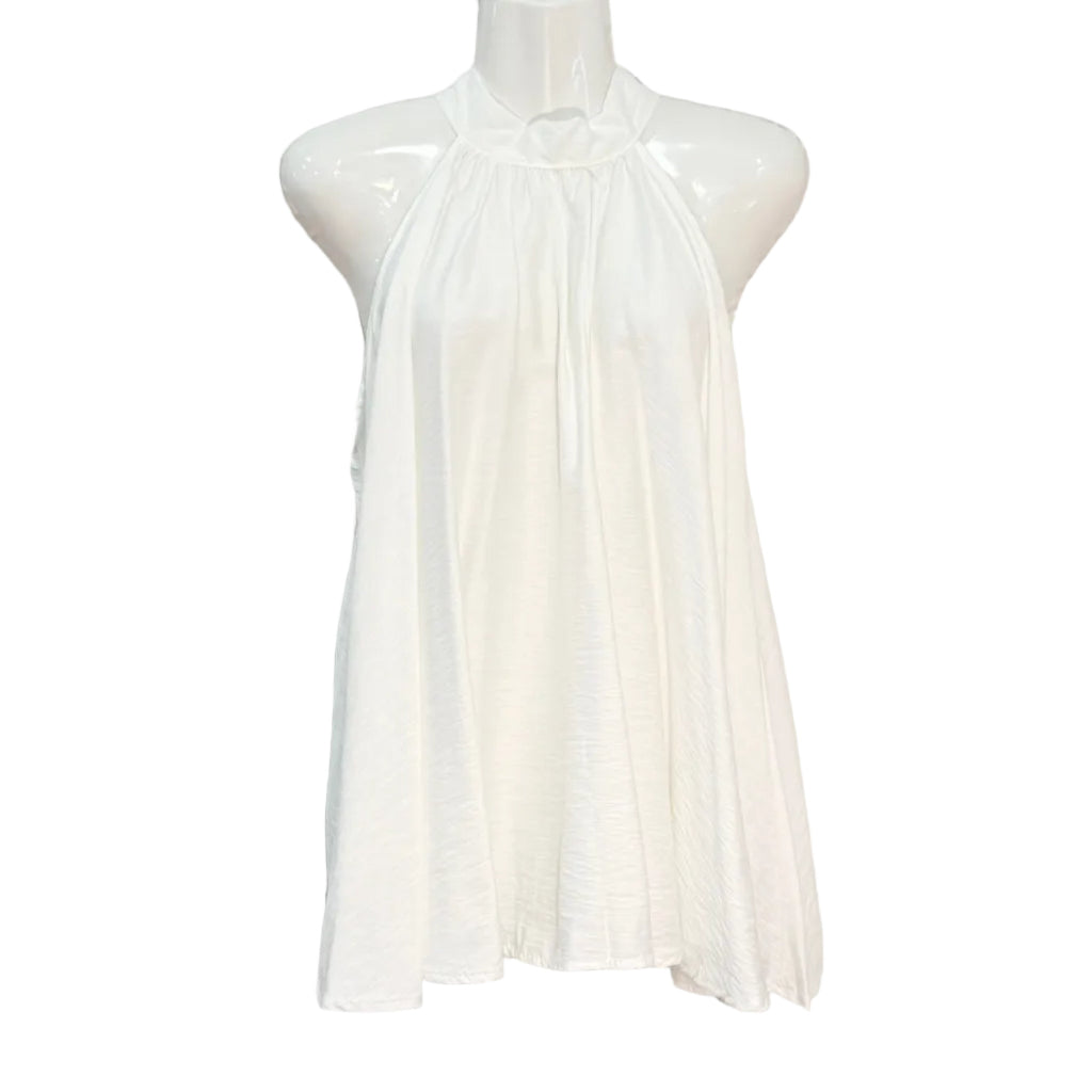 Camiseta Plenitud Halter con Cuello Fruncido y Vuelo Amplio
