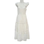 Vestido Largo Lanzarote Blanco Encaje Bordado Tirantes Volante Mujer