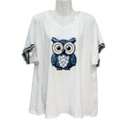Camiseta Amorcito oversize aplique denim patchwork manga corta encaje