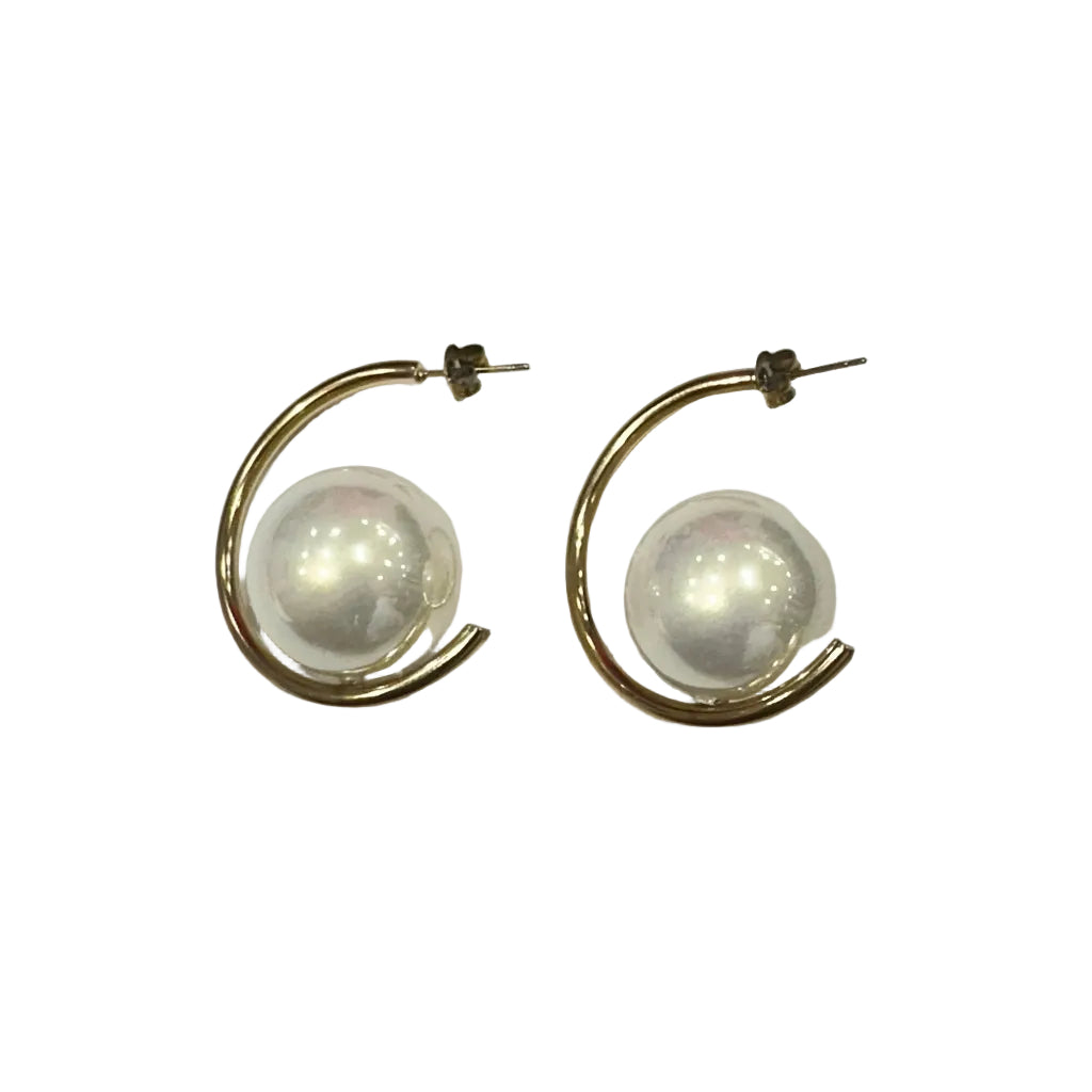 Pendientes Irune — Aro Dorado con Perla Barroca XXL