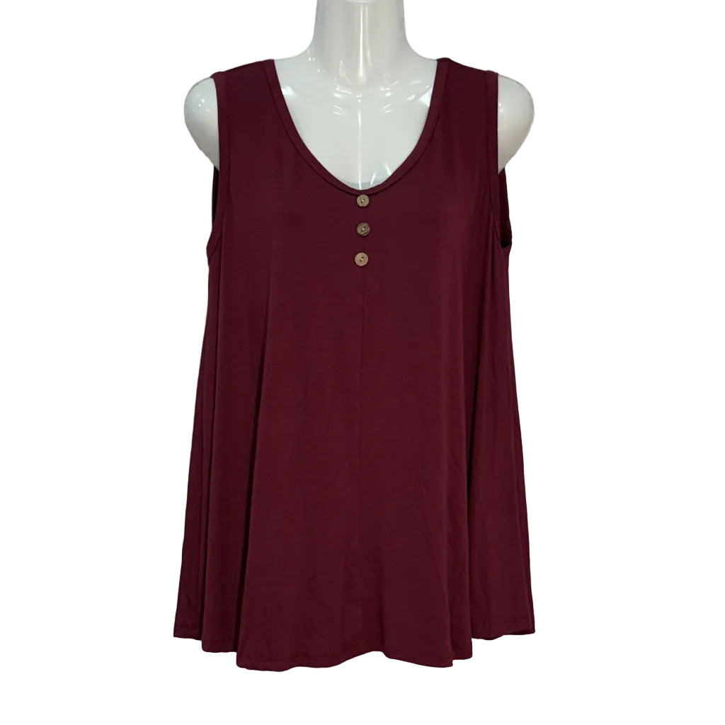 Camiseta Rocío sin mangas con botones de madera y escote redondo