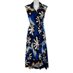 Vestido largo aralia estampado floral abstracto sin mangas
