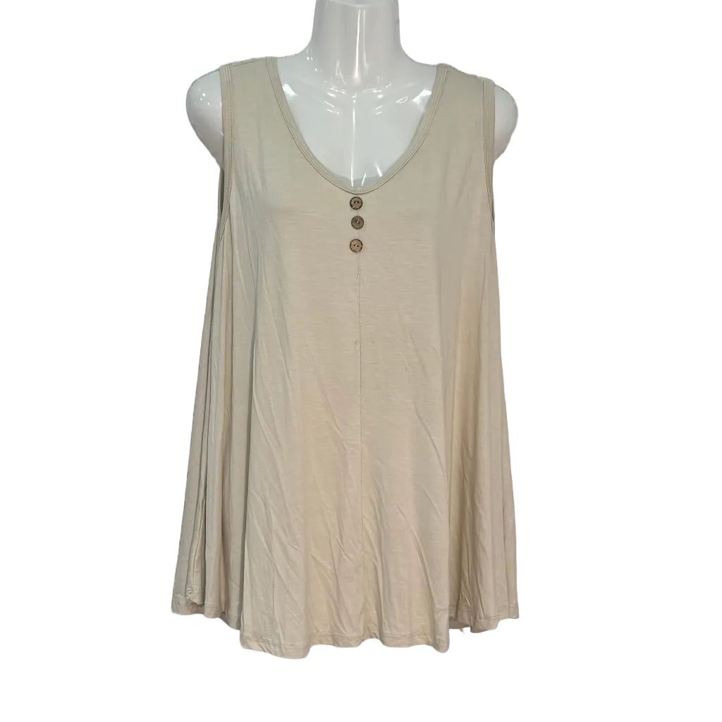 Camiseta Rocío sin mangas con botones de madera y escote redondo