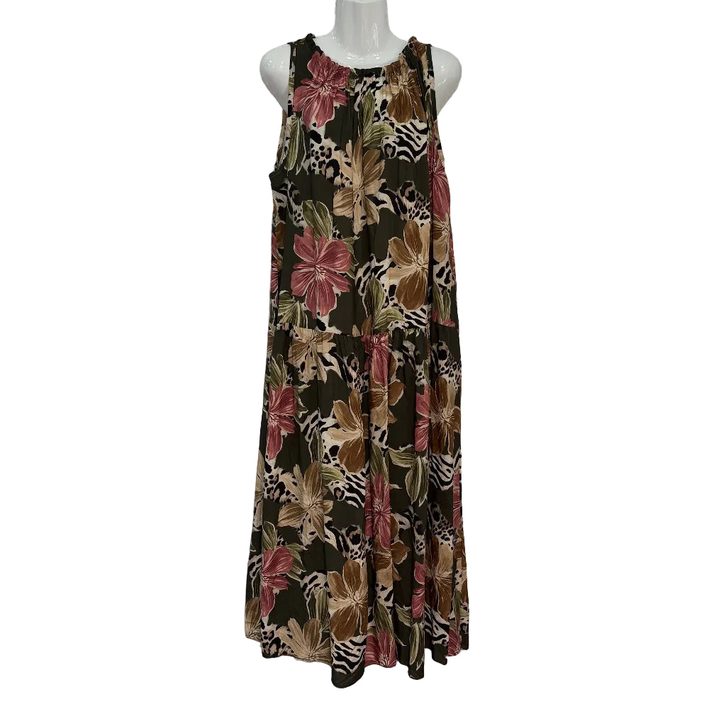 Vestido largo Paloferro sin mangas estampado floral tropical tirantes anchos