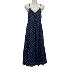 Vestido lucero maxi de lunares con escote en V, volante y lazada
