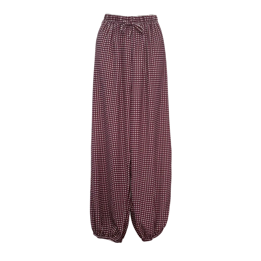 Pantalón Kora de Viscosa con Estampado Vichy y Cintura Elástica