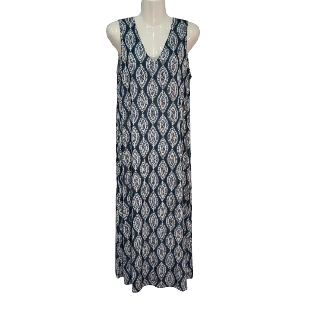 Vestido Largo Mery sin Mangas con Estampado Paisley y Escote en V