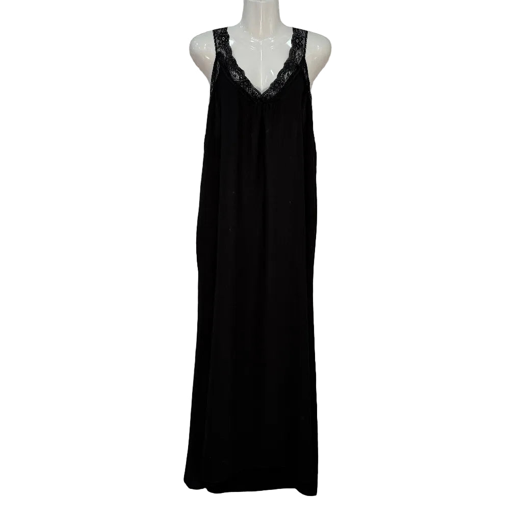 Vestido Lencero Straciatella - Vestido maxi de tirantes con encaje en escote V