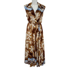Vestido largo aralia estampado floral abstracto sin mangas