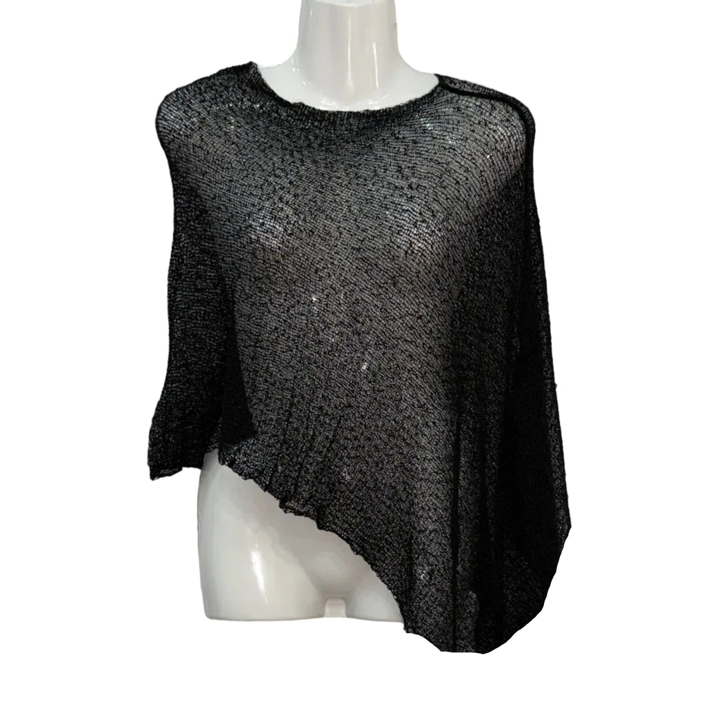 Poncho Mágico Angara - Poncho de punto calado con hilo brillante