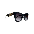 Gafas de Sol Oversize Cat Eye con Montura Azul Pato y Patillas Carey VE01