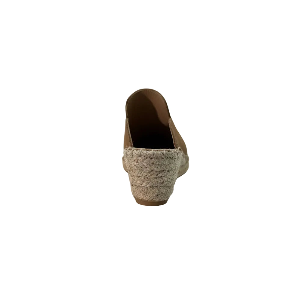 Zueco serraje ante camel cuña esparto mule mujer Angara Moda