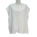 Camiseta Nera de Algodón con Tachuelas Estrella en Escote y Mangas