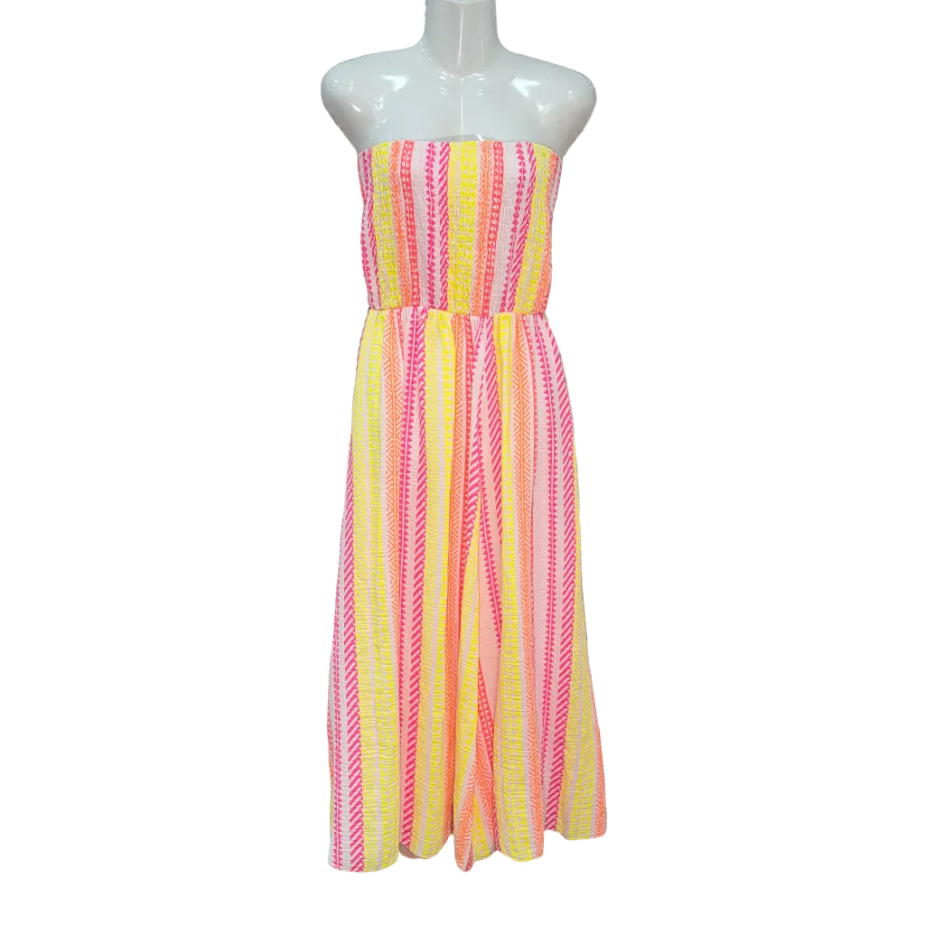 Vestido Largo Olivia Strapless Estampado Étnico