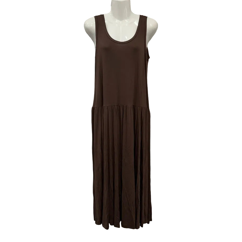 Vestido Largo Aurora – Maxi sin Mangas con Falda Voluminosa