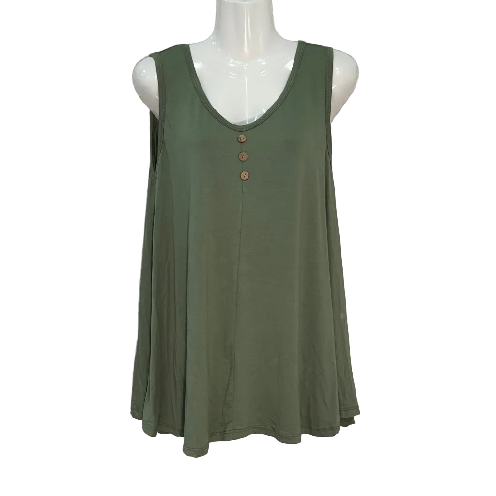 Camiseta Rocío sin mangas con botones de madera y escote redondo