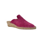 Zueco serraje ante fucsia cuña esparto mule mujer Angara Moda