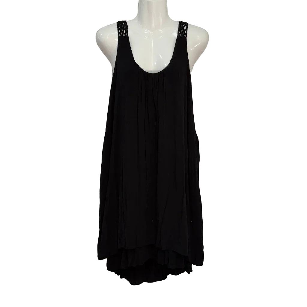 Vestido corto Mariola sin mangas con espalda de crochet calado