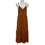 Vestido lucero maxi de lunares con escote en V, volante y lazada