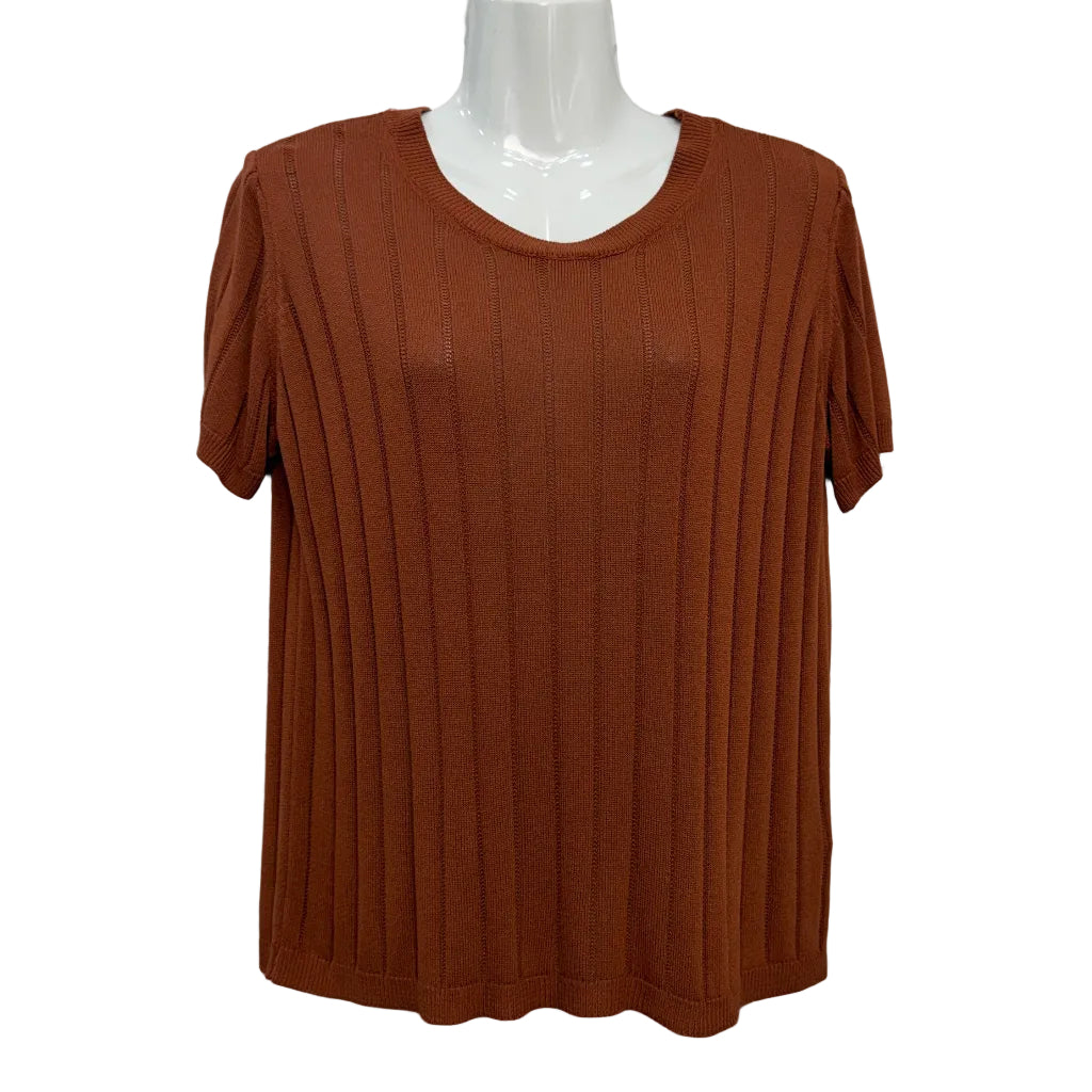 Jersey Clara de punto calado manga corta con textura vertical
