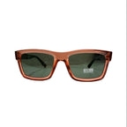 Gafas de Sol Rectangulares Montura Rosa Transparente y Patillas Verde Oliva VE02