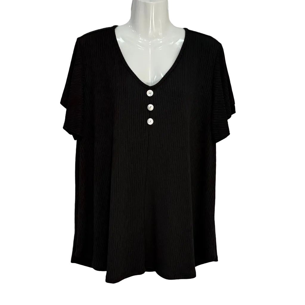 Camiseta Priscila Textura Arrugada Cuello V con Botones Nácar