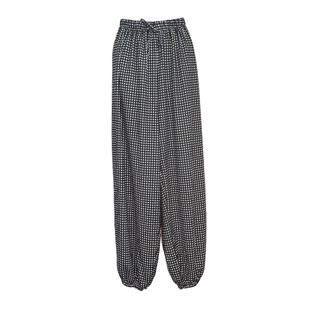 Pantalón Kora de Viscosa con Estampado Vichy y Cintura Elástica