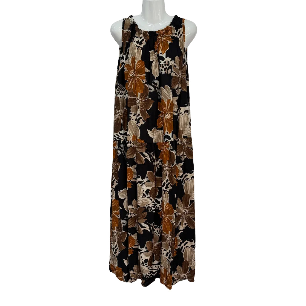 Vestido largo Paloferro sin mangas estampado floral tropical tirantes anchos