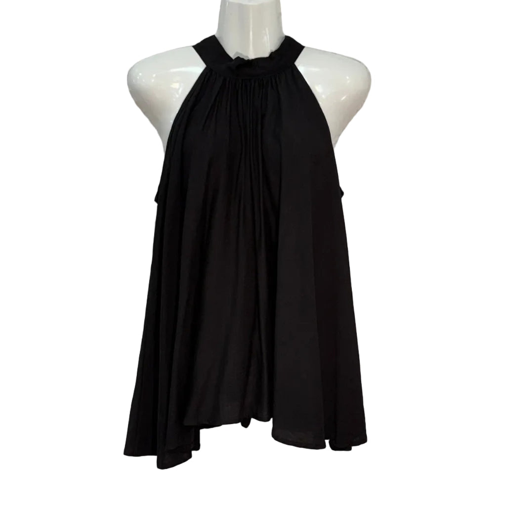 Camiseta Plenitud Halter con Cuello Fruncido y Vuelo Amplio