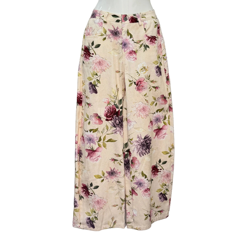 Pantalón Rosaleda palazzo ancho con estampado floral romántico y tiro alto