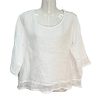 Camiseta Felisa – Blusa de Lino con Detalle de Crochet